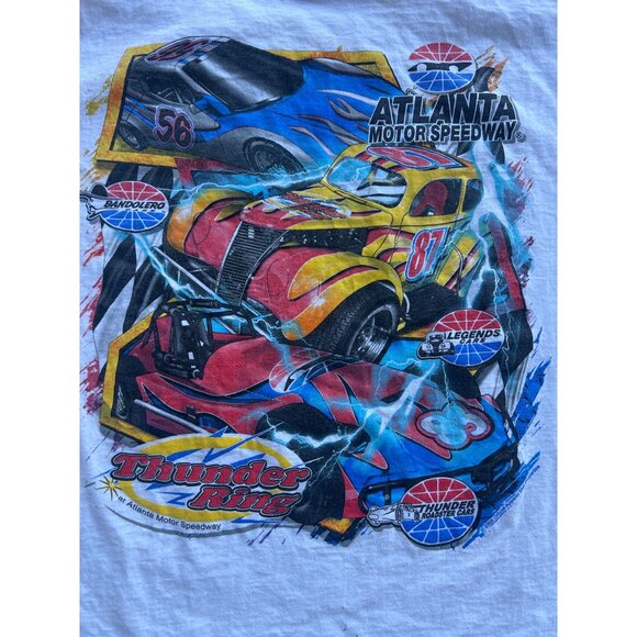 Vintage NASCAR Atlanta Motor Speedway Thunder Ring White T-Shirt L C4 - Picture 6 of 7